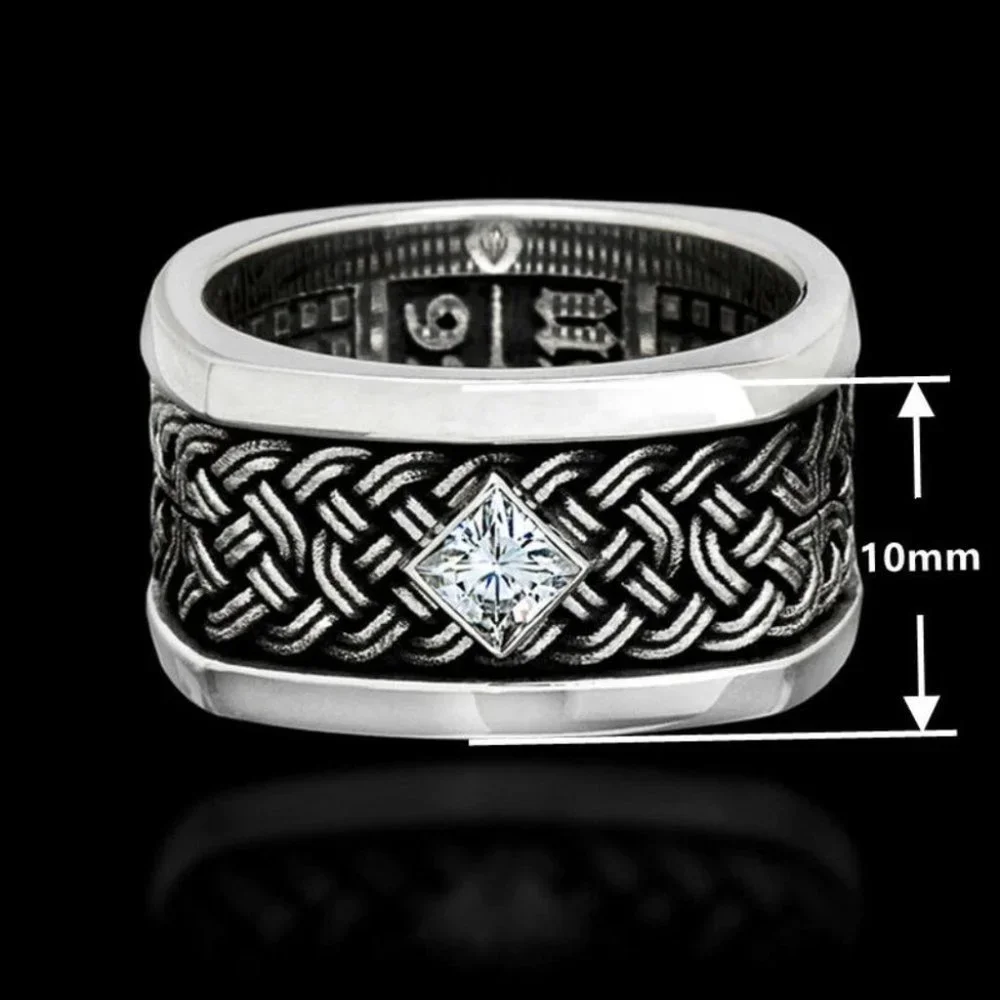 New Beautiful Weaved Sterling Silver Diamond 10mm Band